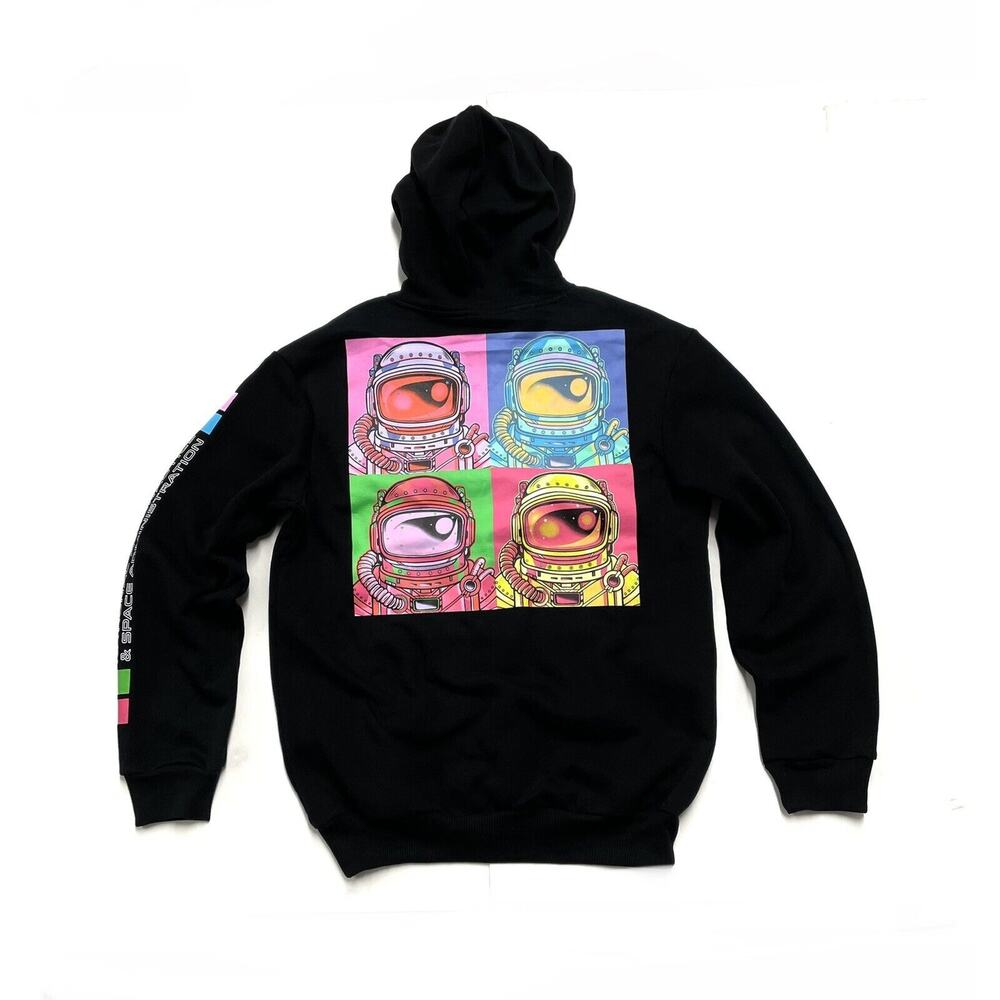 NASA Hoodie Neon Rainbow Spaceman Hot Pink Size Small S Mens Womens Hyper Space